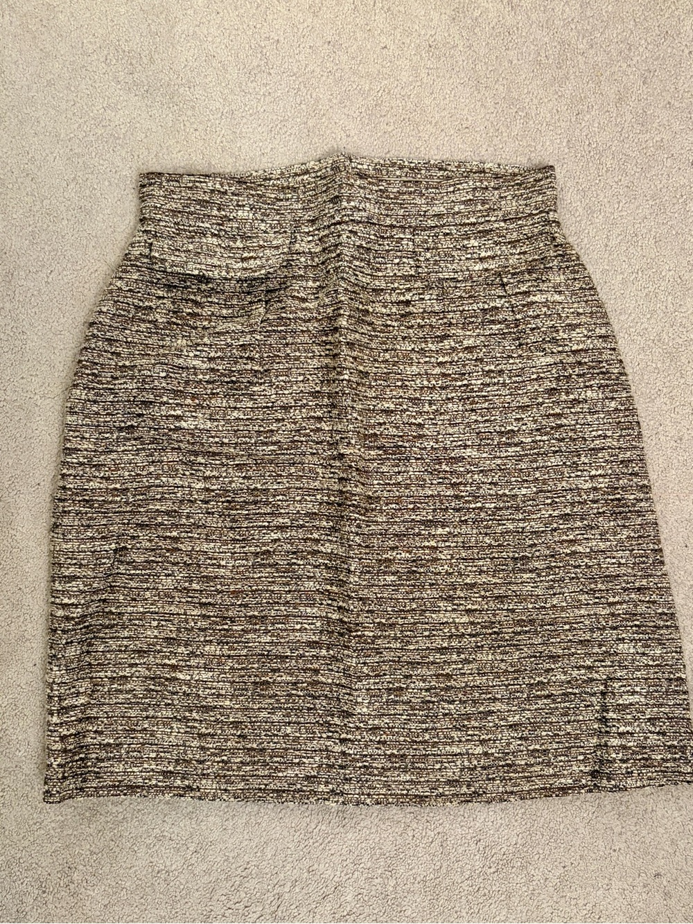 Chloe Textured Knit Pencil Skirt - Brown/Cream